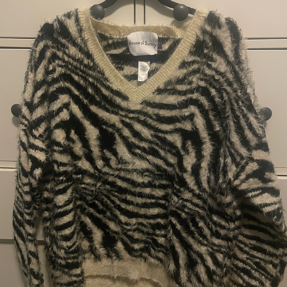 House of Sunny zebra V-Neck Sweater